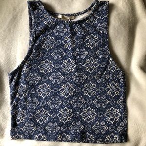 blue tribal crop top